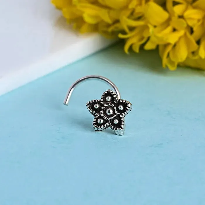 Oxidized Flower Nose Pin