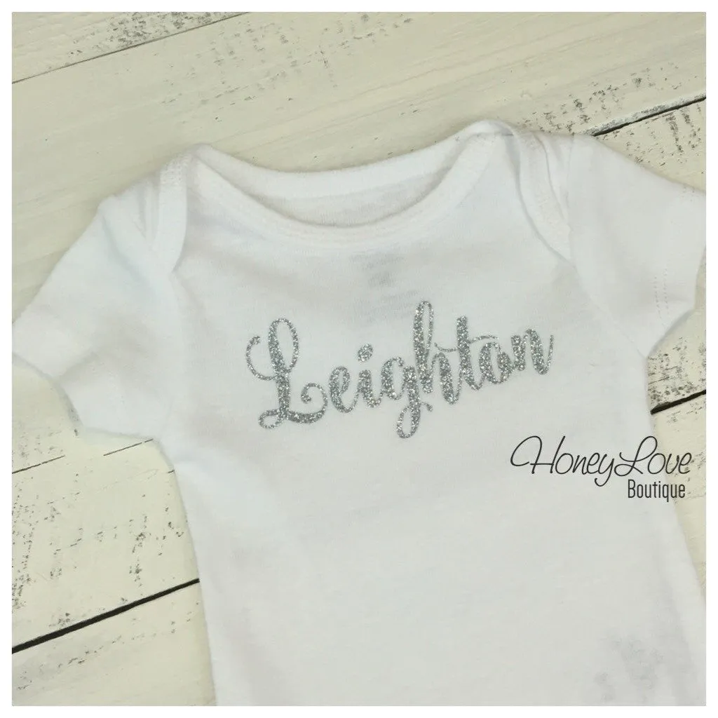 Personalized Name Bodysuit - Silver/Gold