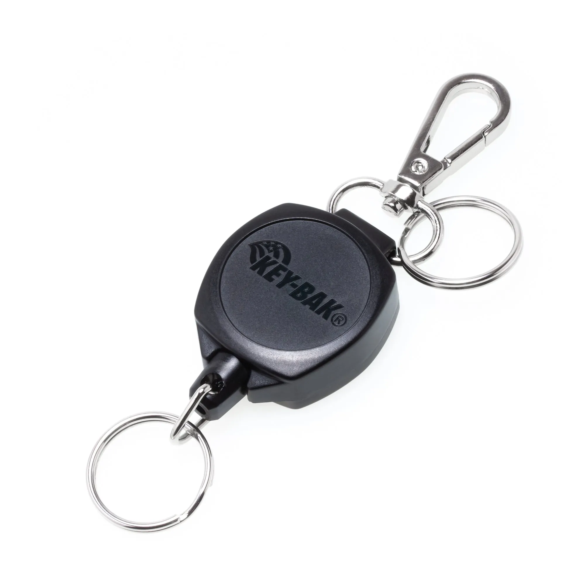 SnapBack Retractable Keychain with 24 Inch Cut Resistant Cord, Charm Ring, and Easy to Use Clip