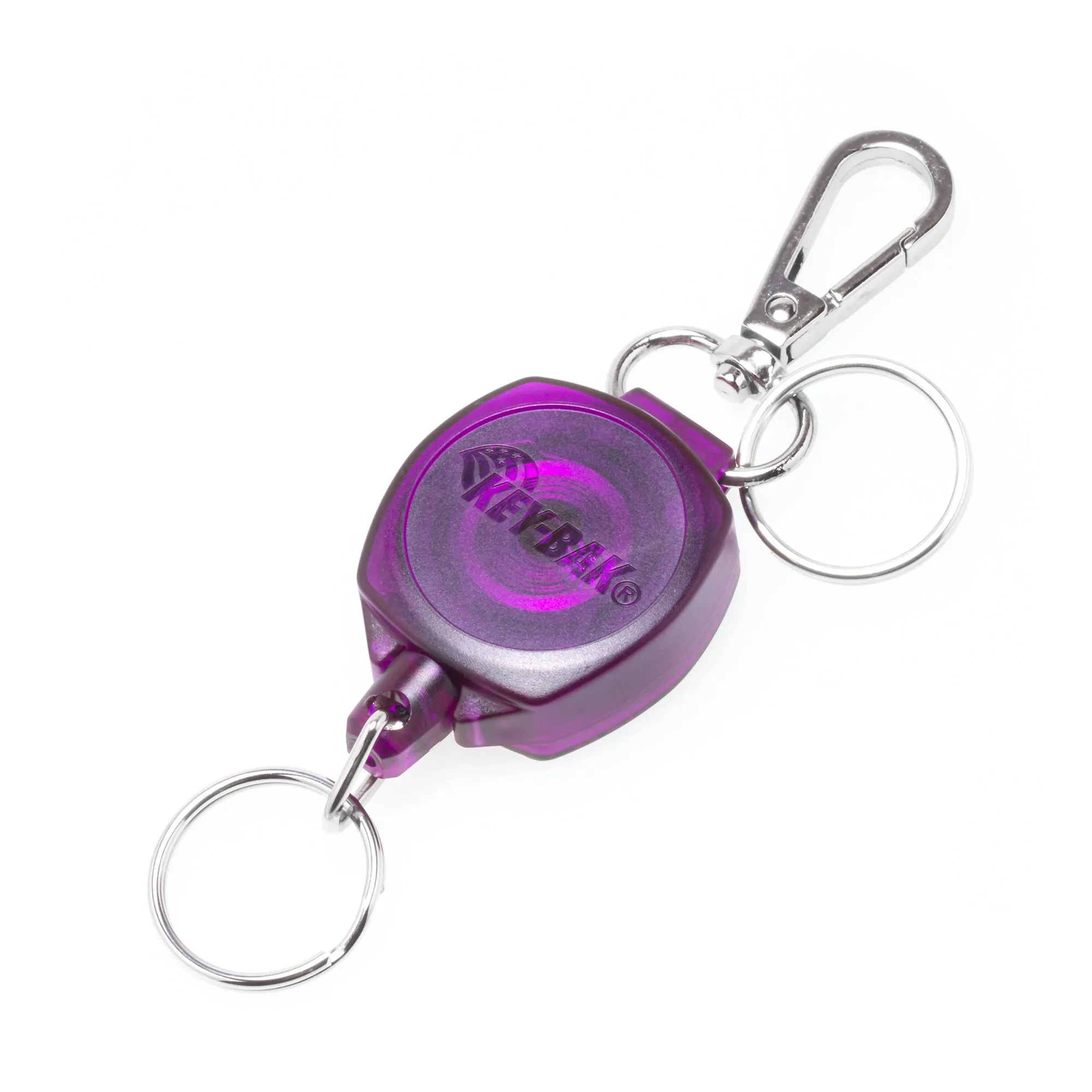 SnapBack Retractable Keychain with 24 Inch Cut Resistant Cord, Charm Ring, and Easy to Use Clip