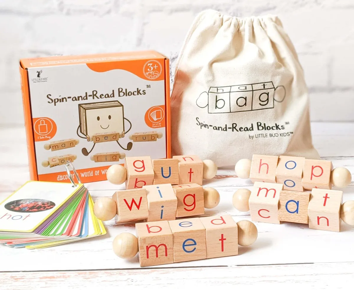 Spin-and-Read Phonetic Reading Blocks & CVC Phonics Flashcard Set