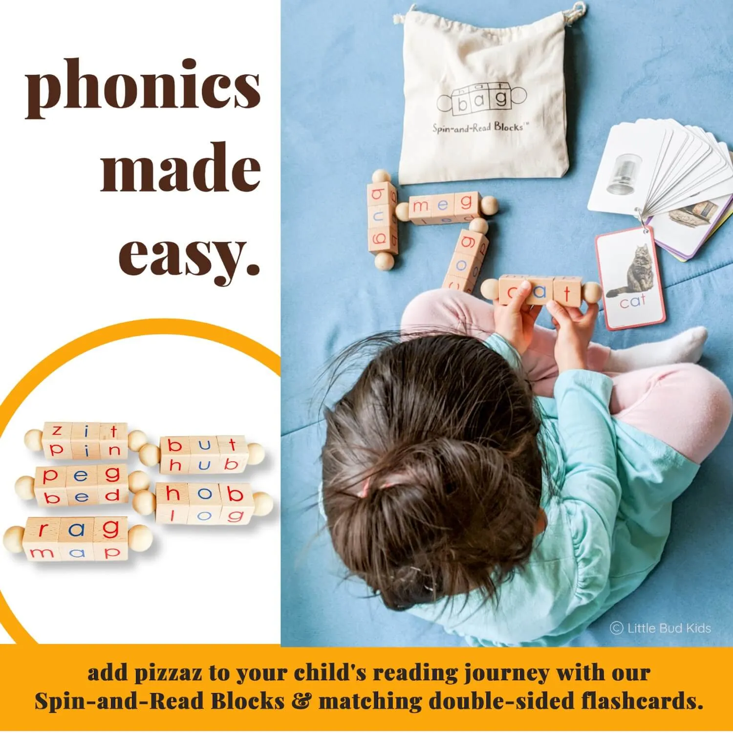 Spin-and-Read Phonetic Reading Blocks & CVC Phonics Flashcard Set