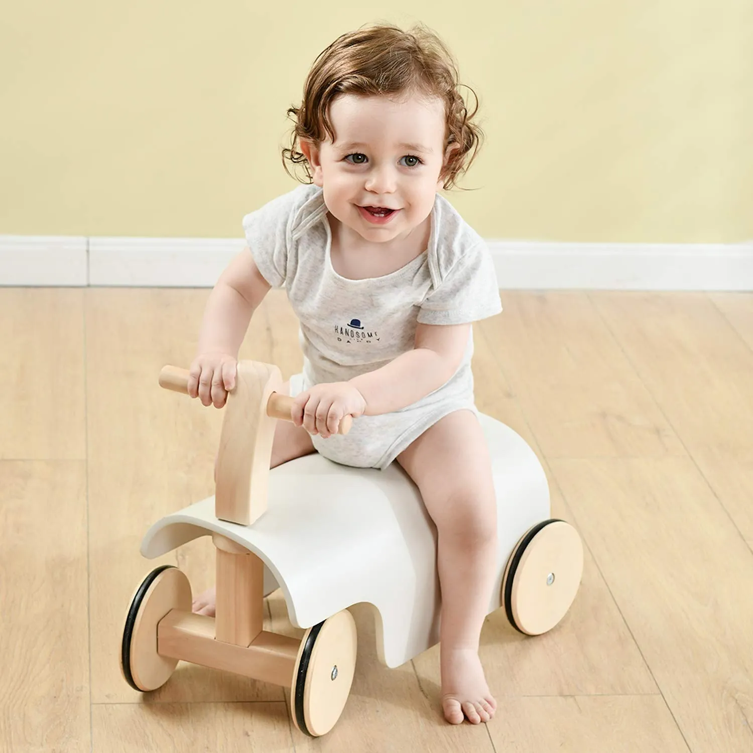 Toddler Wooden Ride-On Toy with Wheels