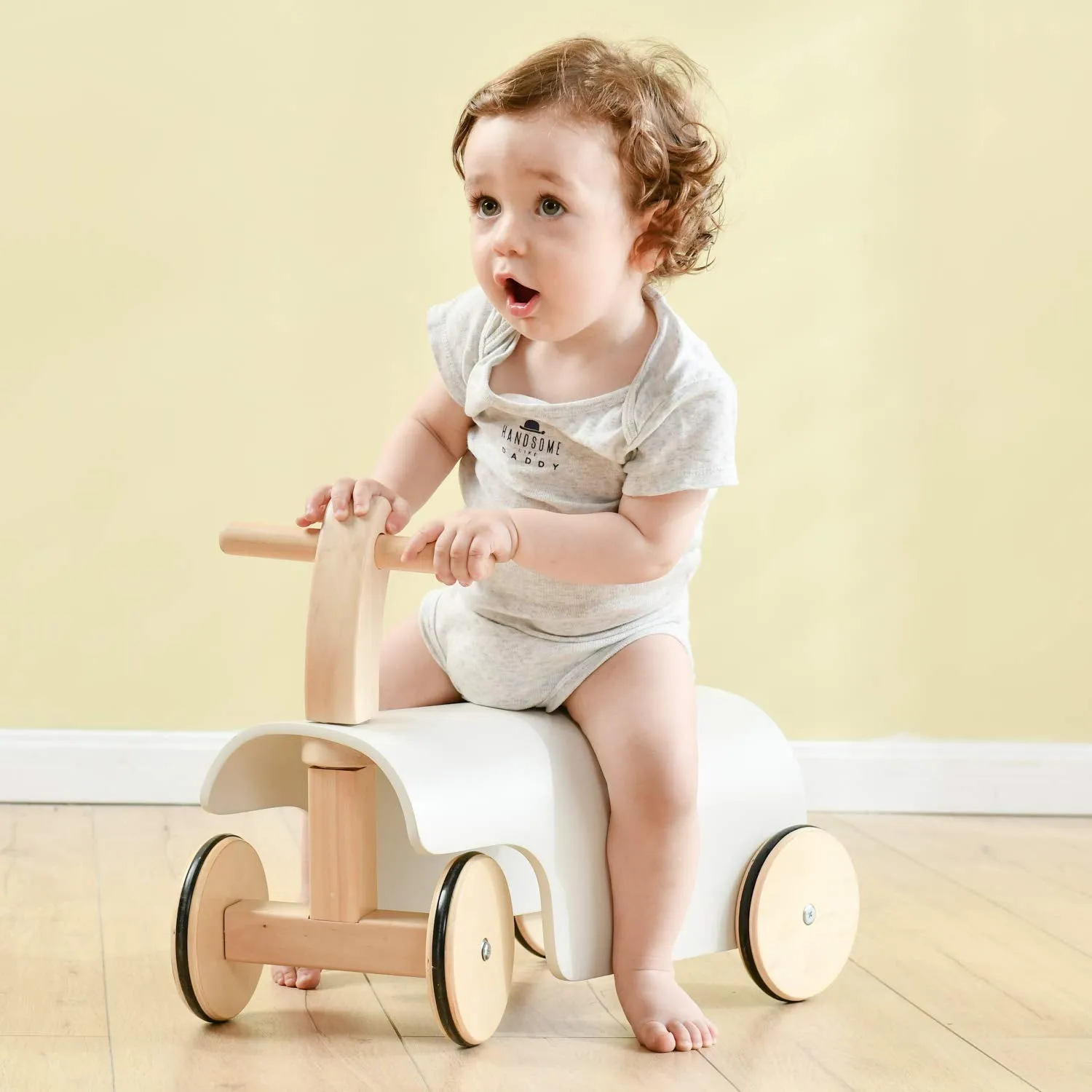 Toddler Wooden Ride-On Toy with Wheels