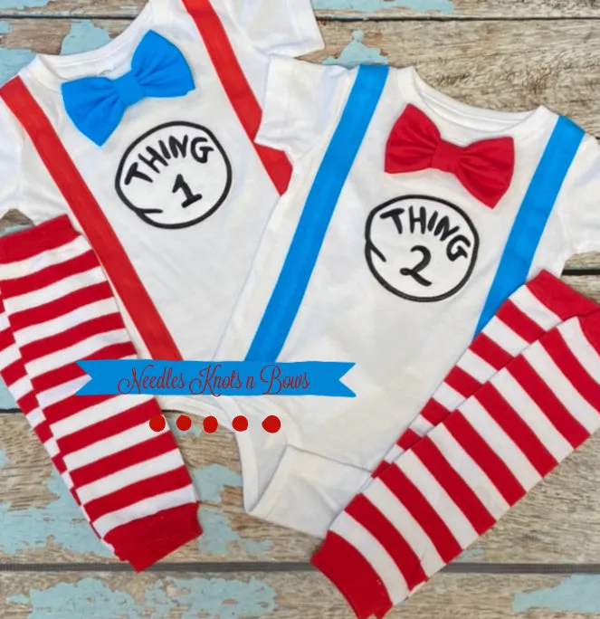 Twin Baby Boys Onesie's, Boys Thing 1 & Thing 2 Outfits