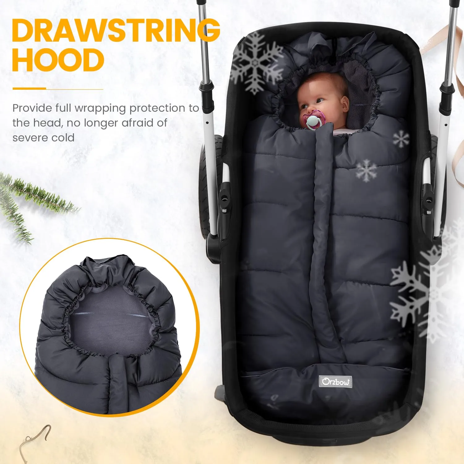 Universal Footmuff for Stroller, Winter Warm Baby Stroller Bunting Bag, Waterproof Windproof Warm Coral Fleece Lined Sleeping Bag