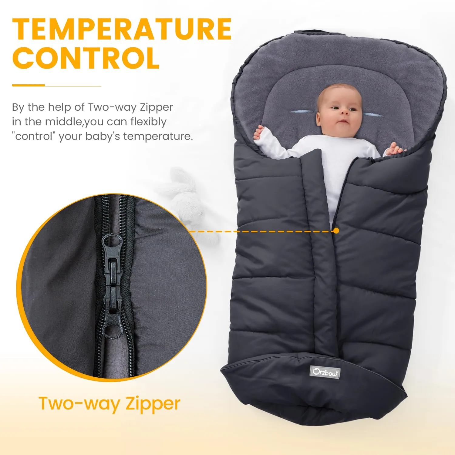 Universal Footmuff for Stroller, Winter Warm Baby Stroller Bunting Bag, Waterproof Windproof Warm Coral Fleece Lined Sleeping Bag