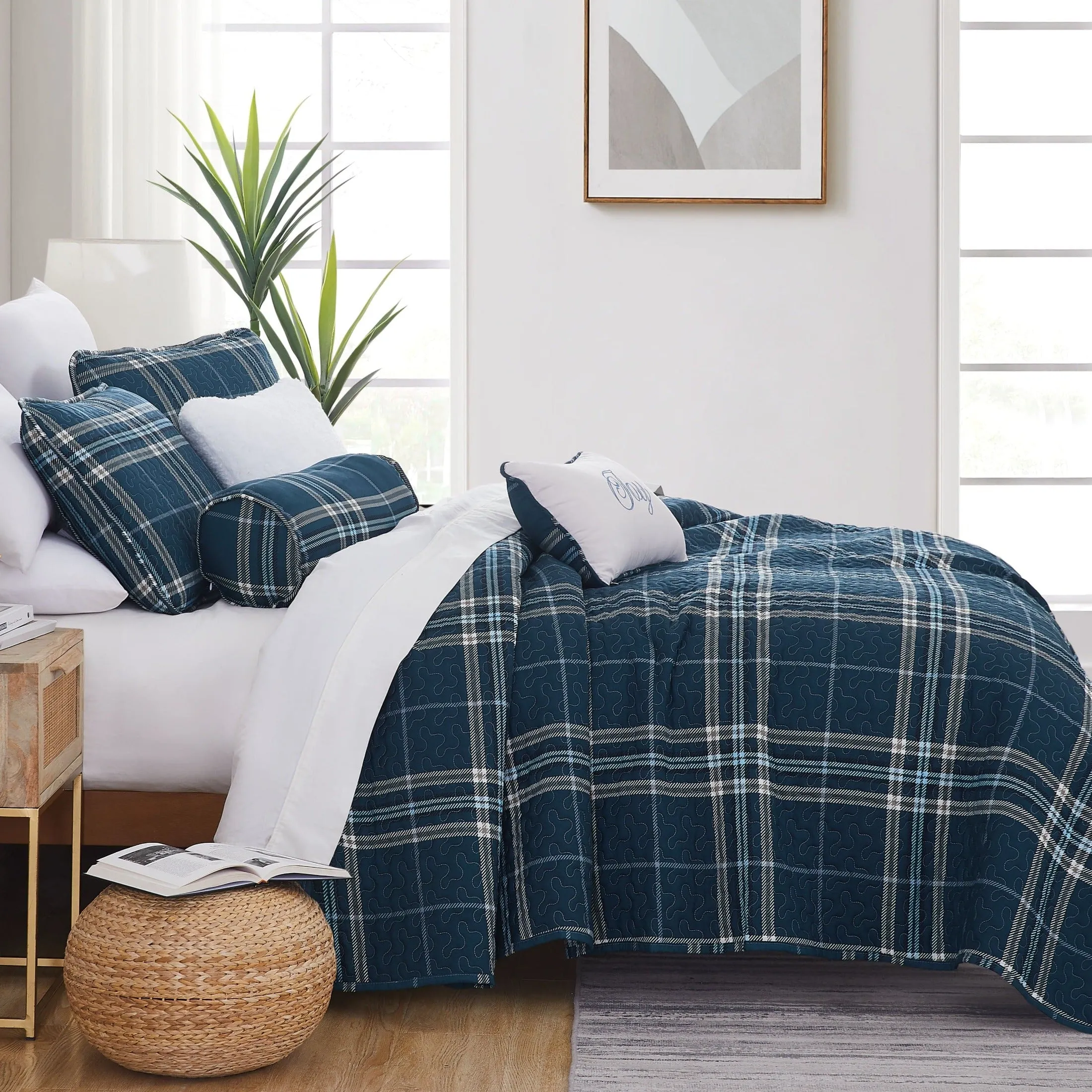 Vilano Plaid 6-Piece Quilt Bedding Set