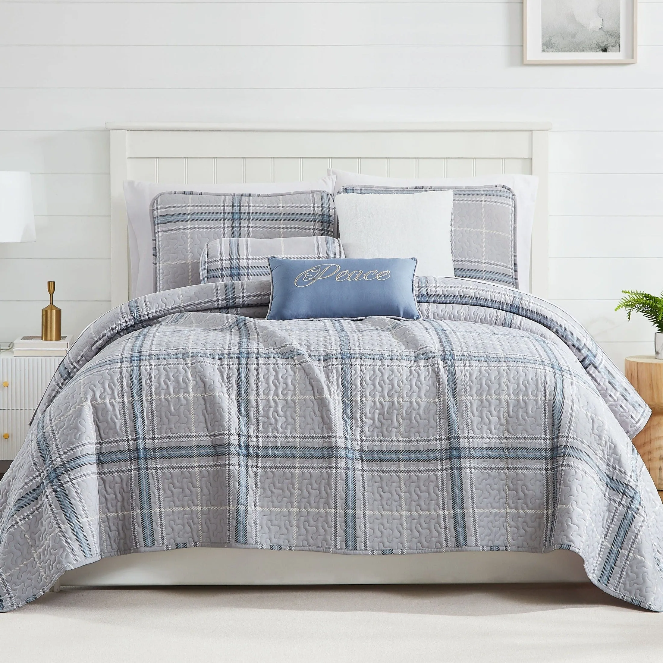 Vilano Plaid 6-Piece Quilt Bedding Set