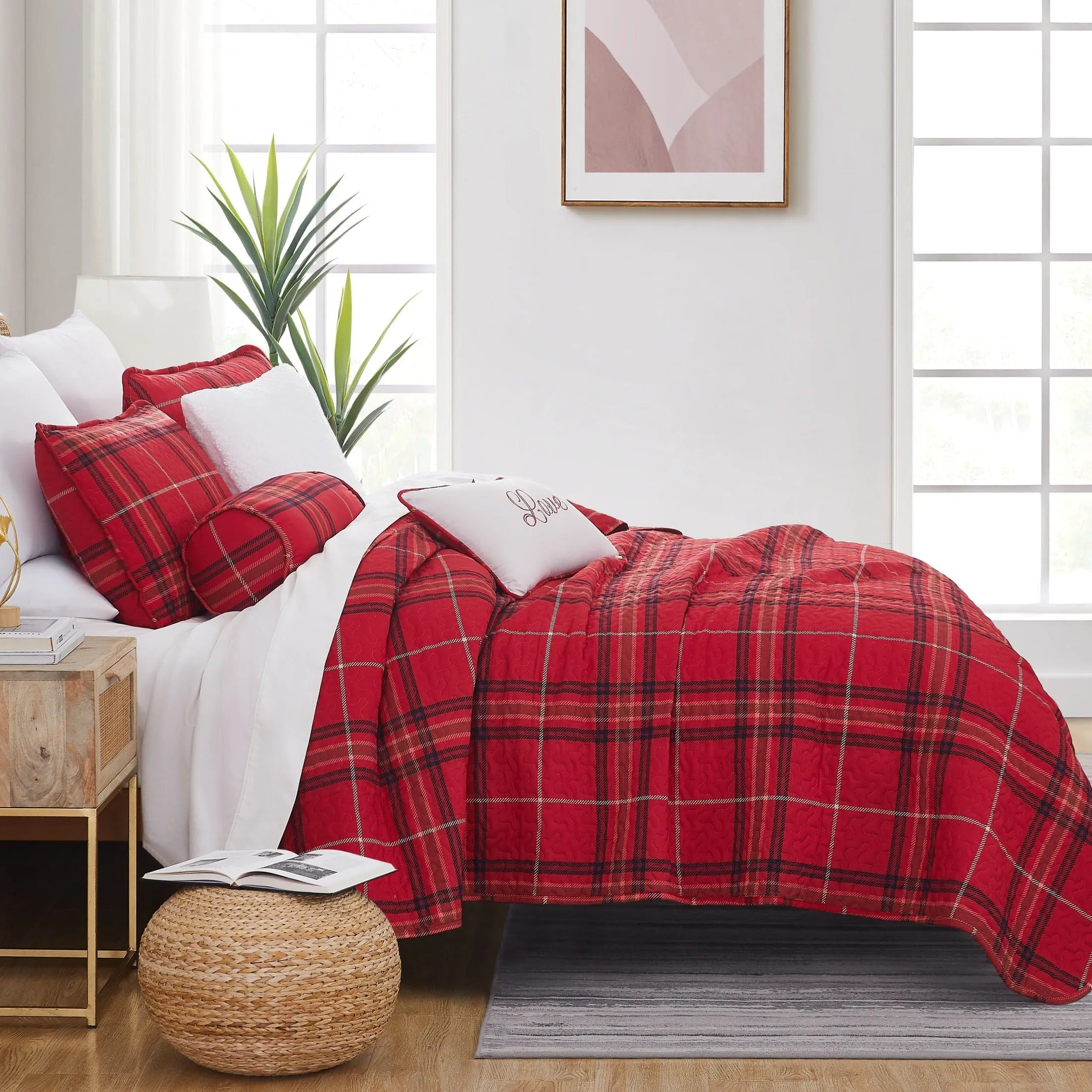 Vilano Plaid 6-Piece Quilt Bedding Set