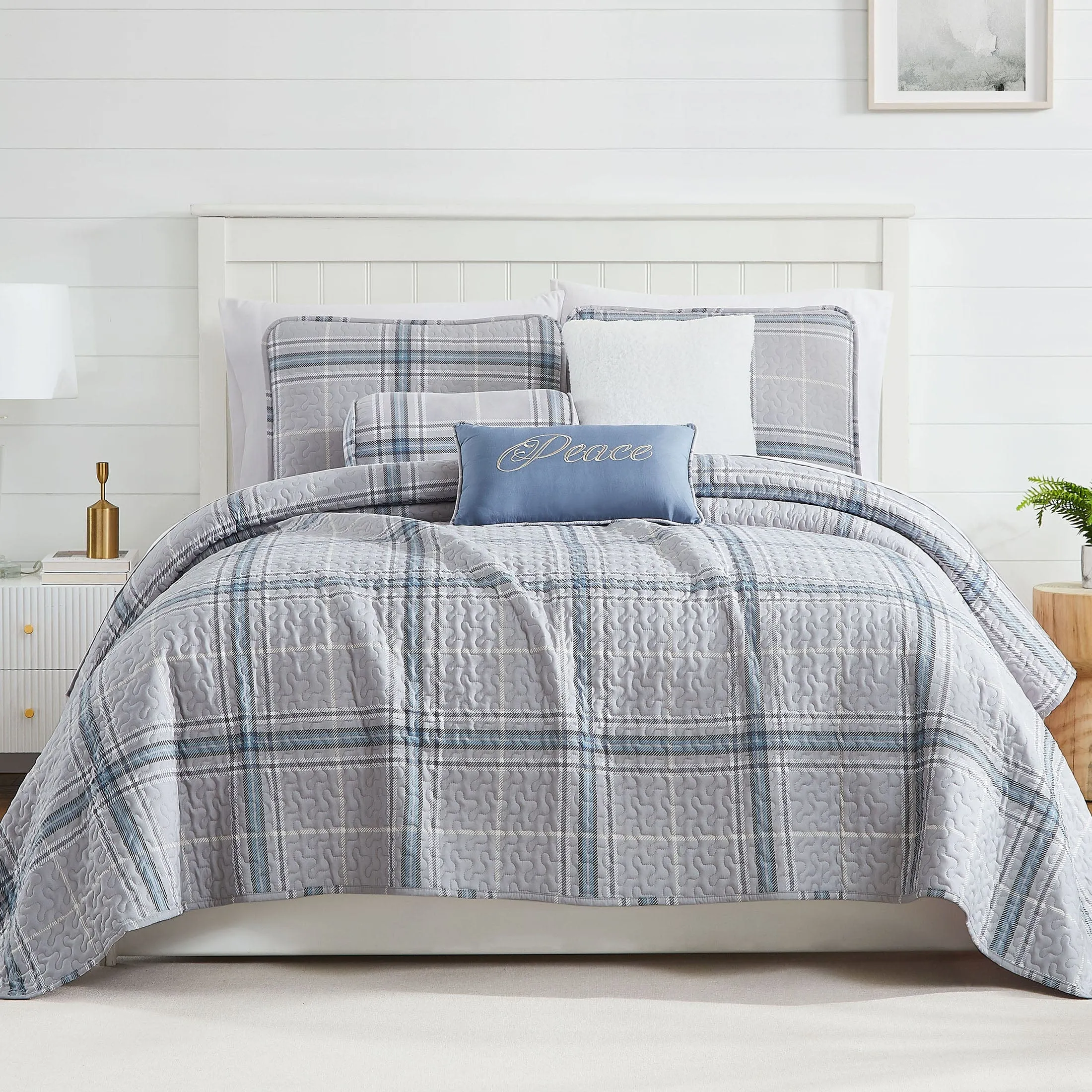 Vilano Plaid 6-Piece Quilt Bedding Set