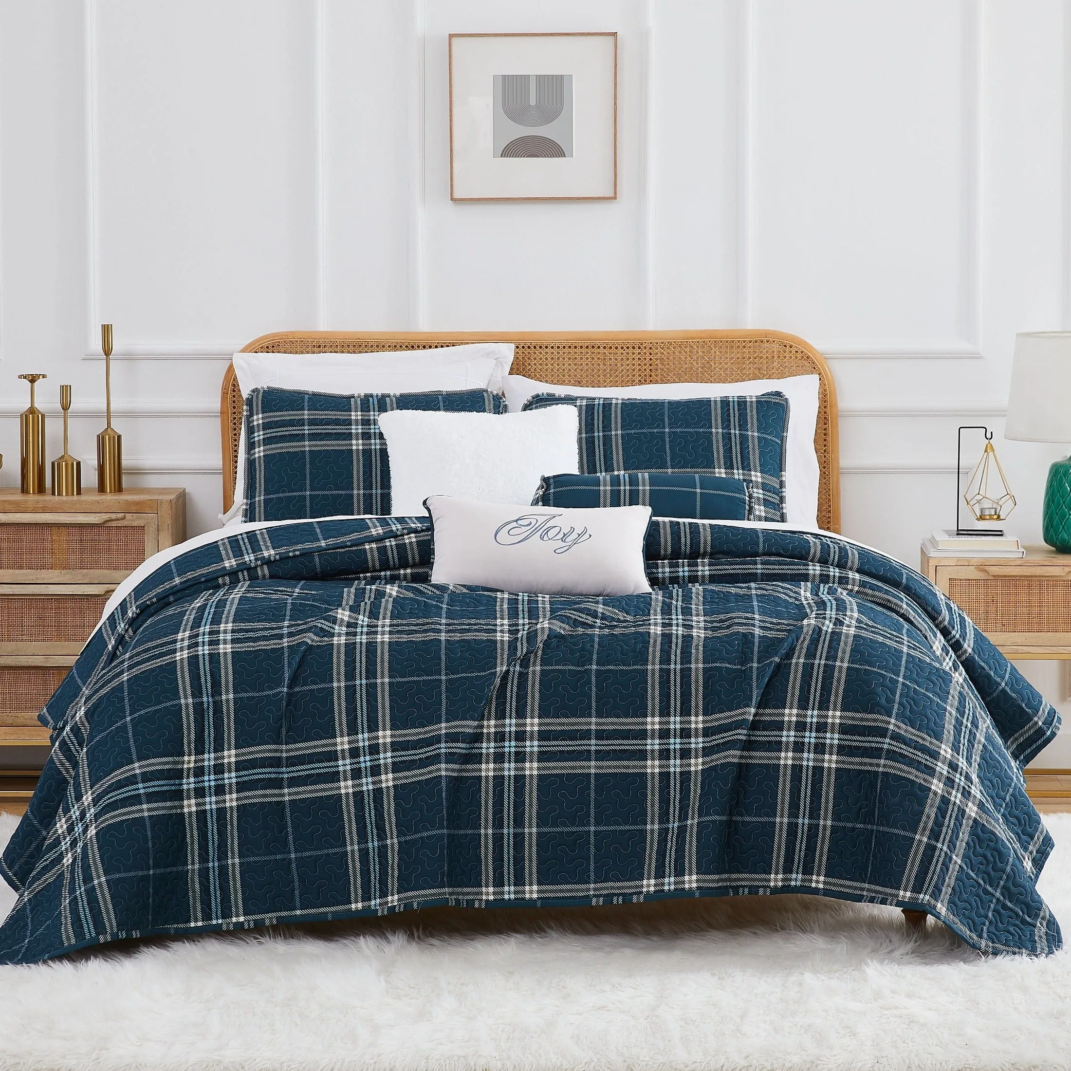 Vilano Plaid 6-Piece Quilt Bedding Set