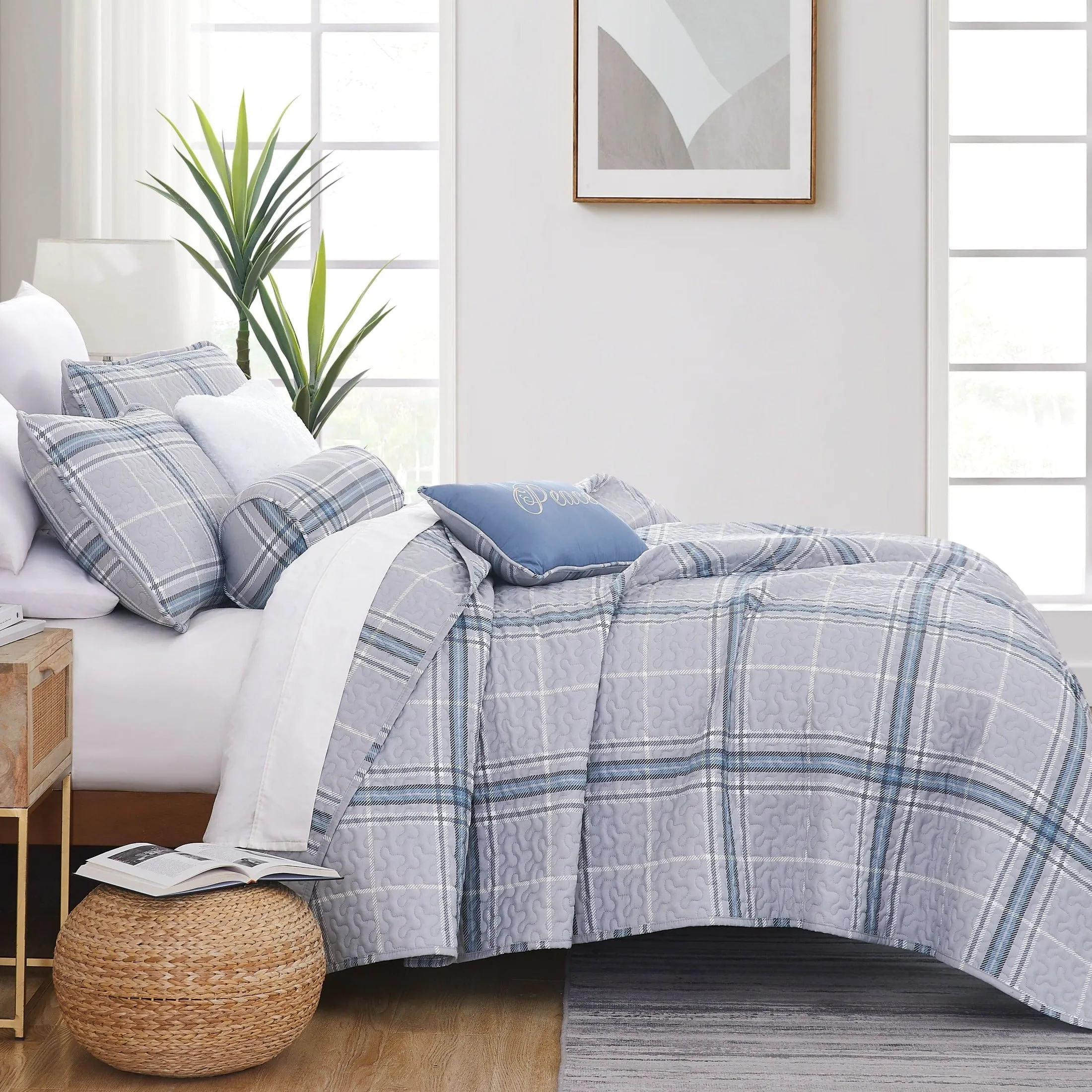 Vilano Plaid 6-Piece Quilt Bedding Set