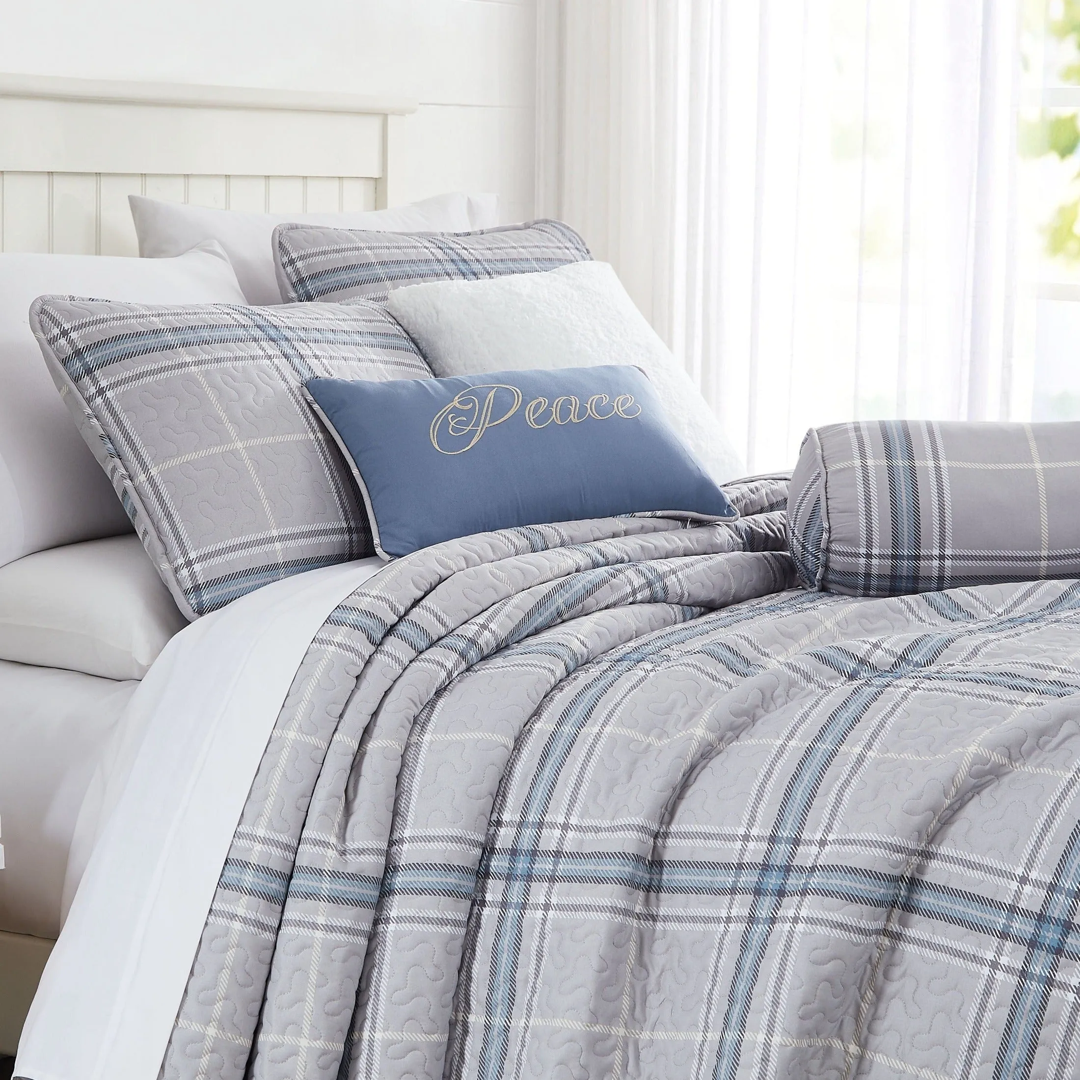 Vilano Plaid 6-Piece Quilt Bedding Set