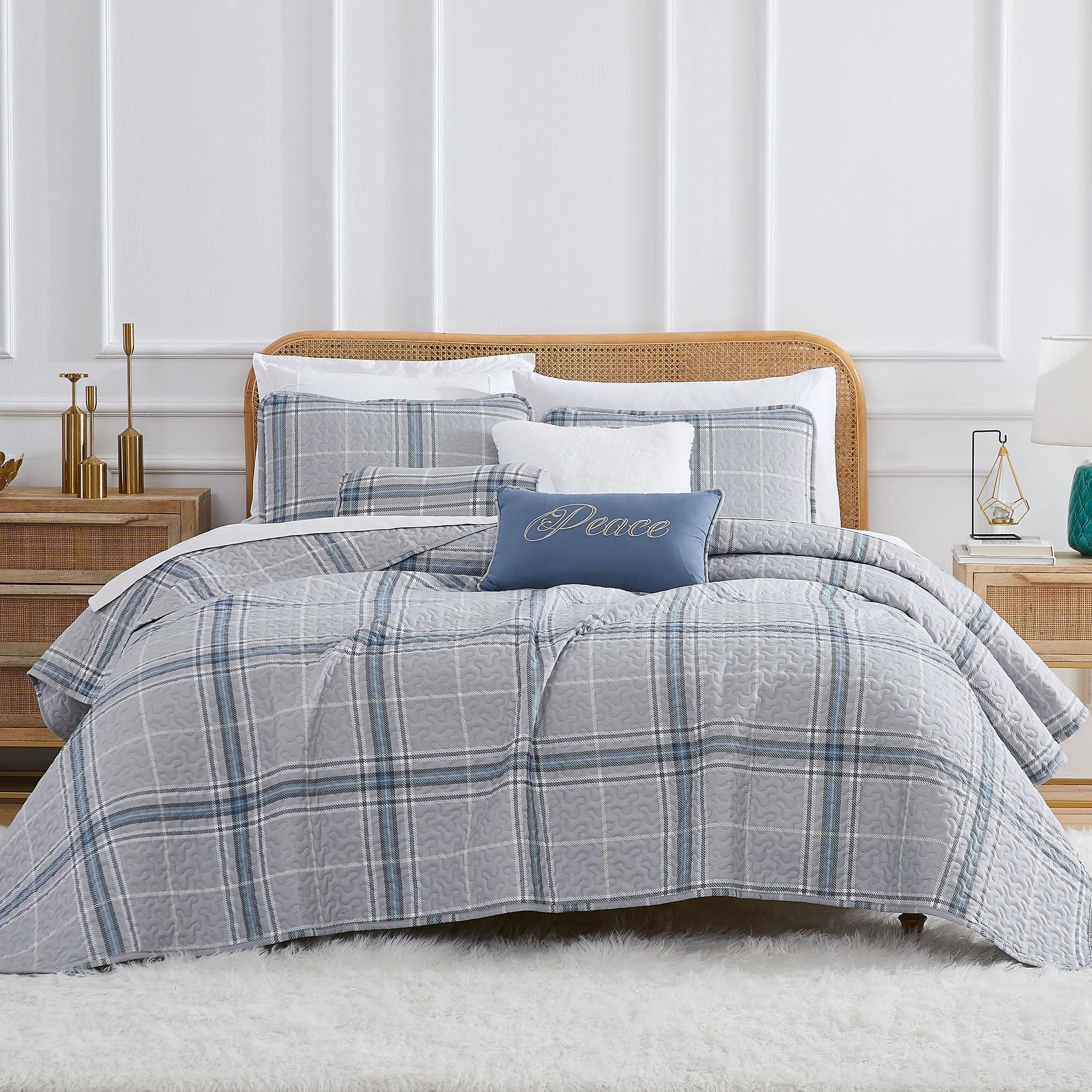 Vilano Plaid 6-Piece Quilt Bedding Set