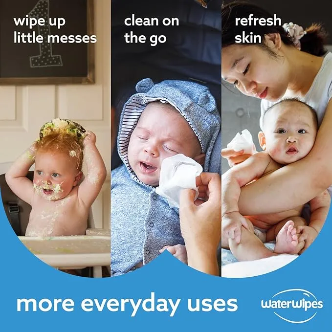 WaterWipes Original Biodegradable Baby Wipes, 99.9% Water Based Wet Wipes & Unscented for Sensitive Skin, 720 Count (12 packs)