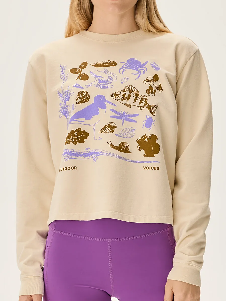 Wildlife Graphic Cotton Terry Cropped Sweatshirt