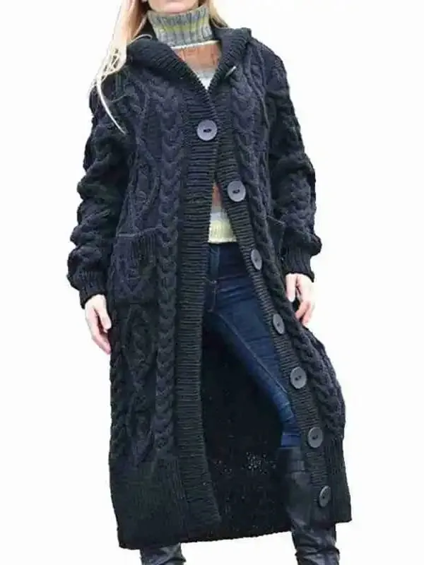 women’s loose warm hooded cardigan sweater