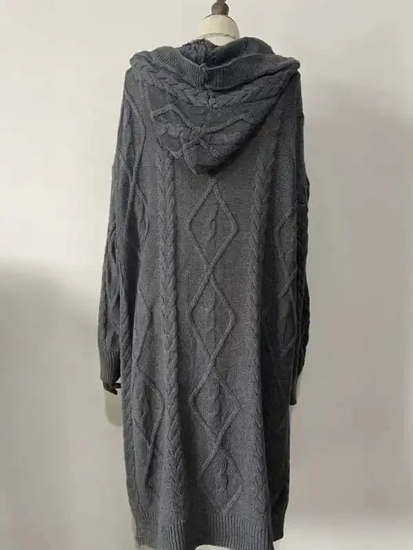 women’s loose warm hooded cardigan sweater