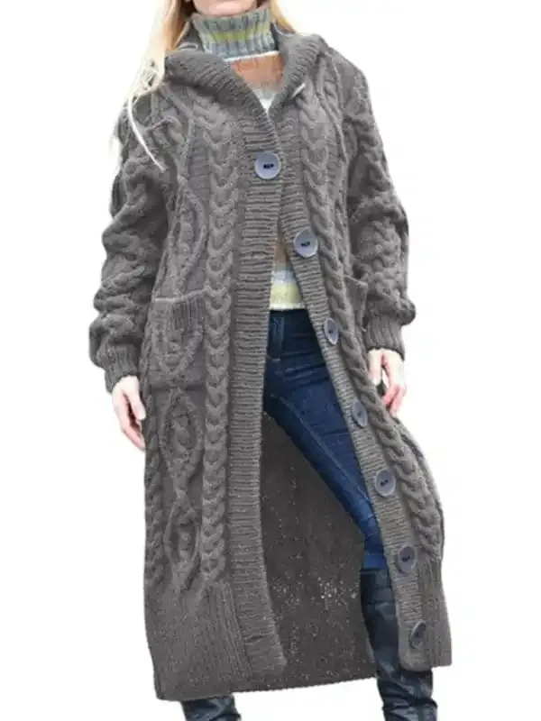 women’s loose warm hooded cardigan sweater